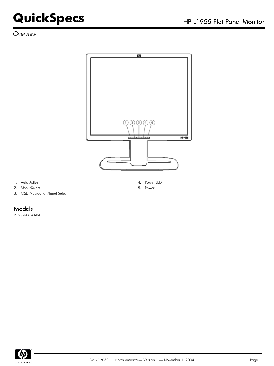 Compaq HP L1955 User Manual | 4 pages