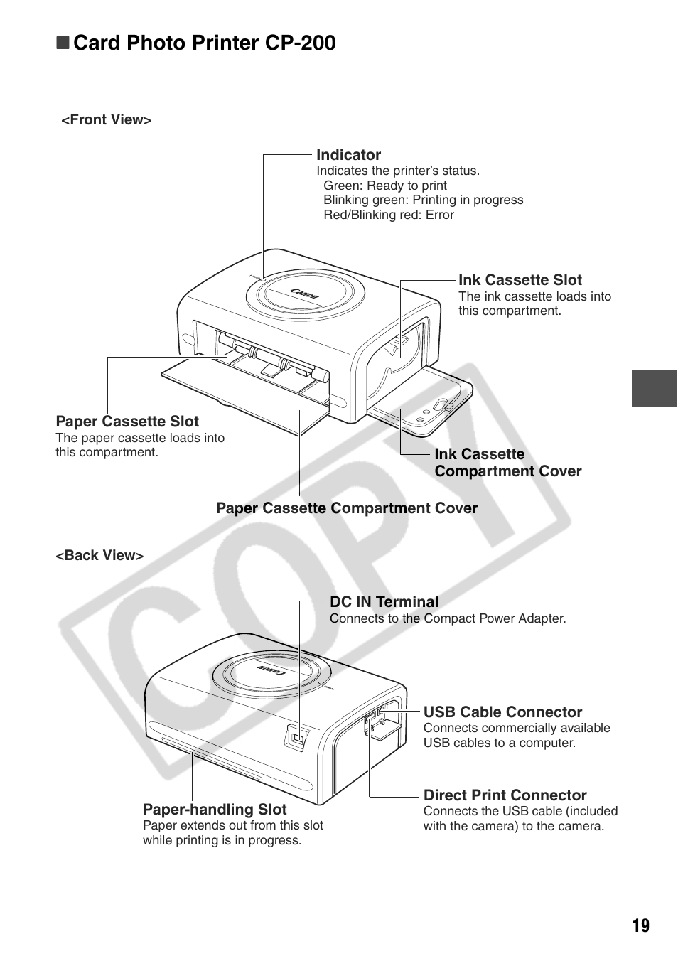 Card photo printer cp-200 | Canon CP200 User Manual | Page 20 / 53