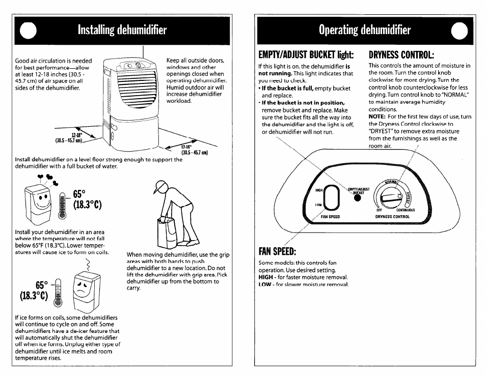 Installing dehumidifier, 3°c), 65°- (18.3°c) | Whirlpool Dehumidifier User  Manual | Page 3 / 12 | Original mode