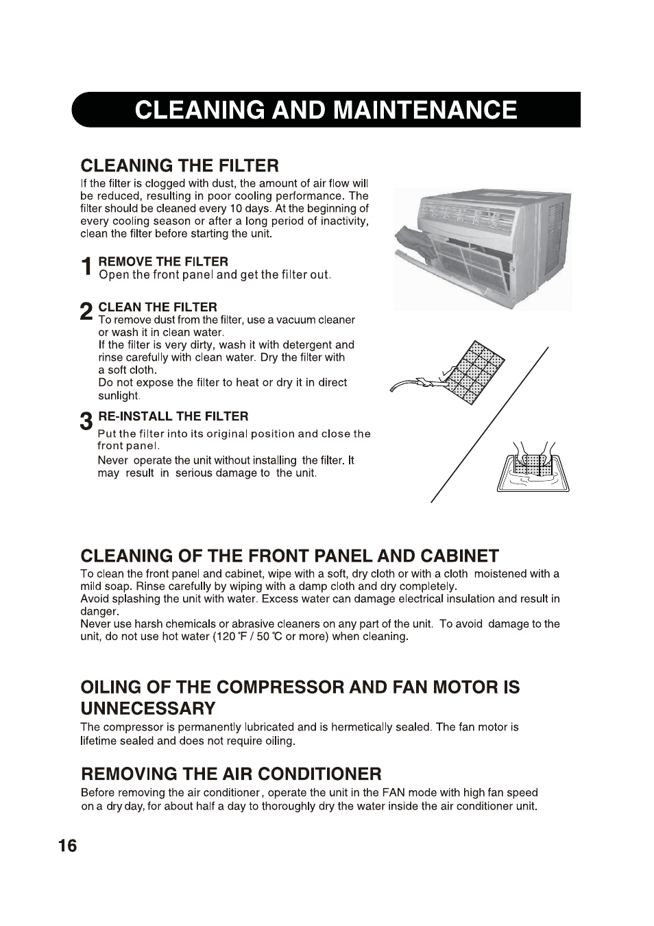 Cleaning and maintenance, 4 remove the filter, Clean the filter | Sharp  2020215A0343 User Manual | Page 16 / 20 | Original mode