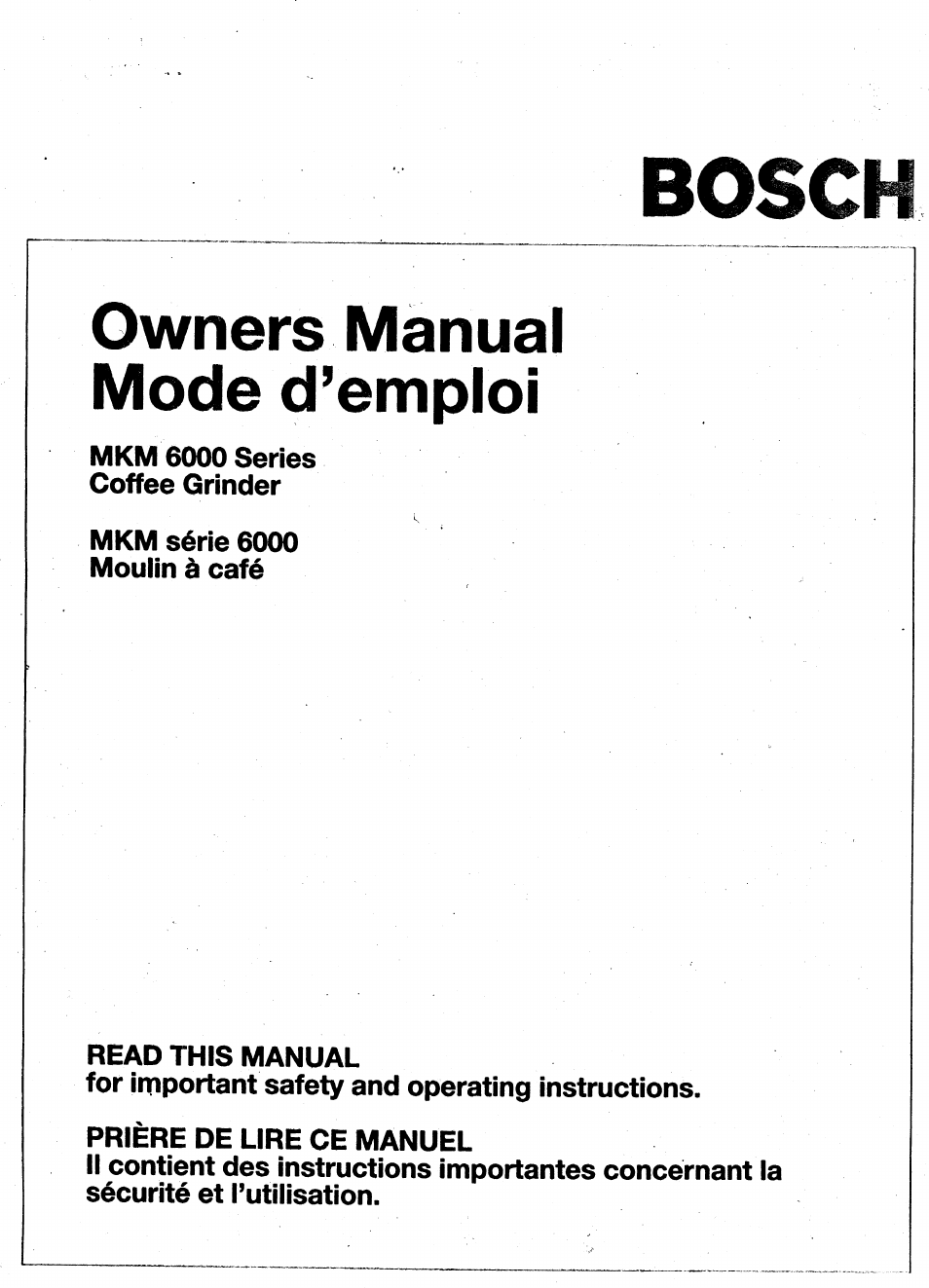 Bosch MKM 6000 User Manual | 6 pages