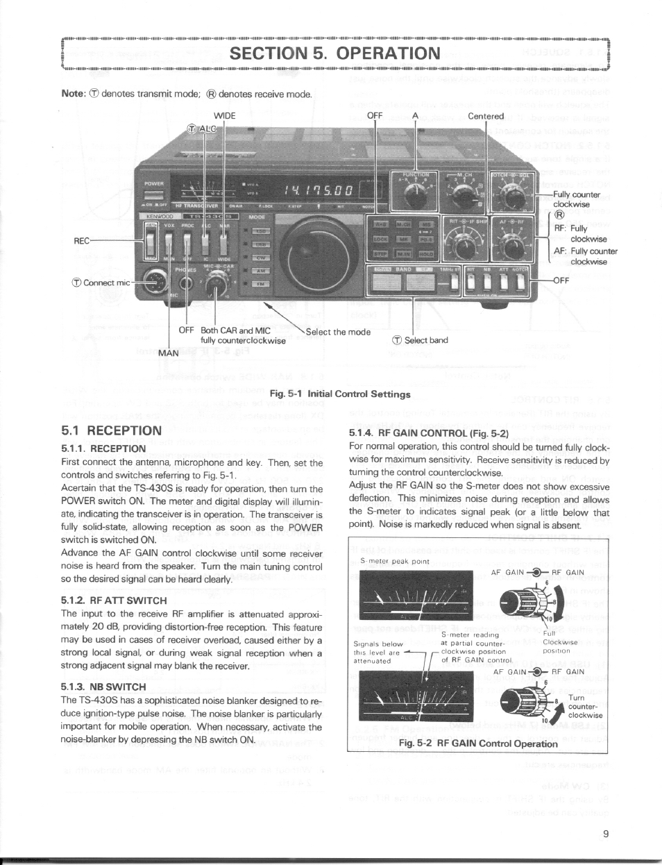 1 reception, Reception | Kenwood TS-430S User Manual | Page 9 / 38