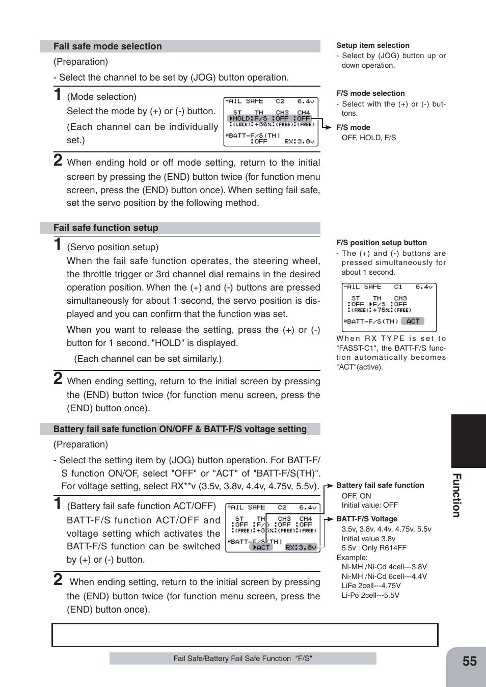 Futaba 4PKS-R 2.4GHz User Manual | Page 55 / 142 | Original mode
