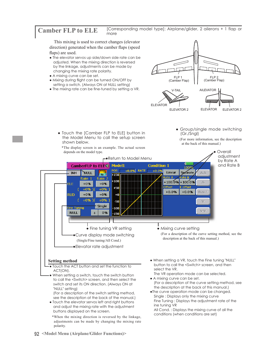 Camber flp to ele | Futaba 14MZ User Manual | Page 92 / 127