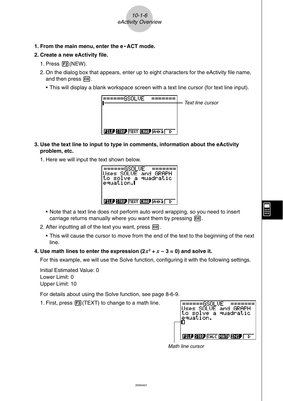 Casio fx-9860G SD User Manual | Page 502 / 596 | Original mode | Also for:  ALGEBRA FX 2.0 Programming, ALGEBRA FX 2.0 PLUS Programming, ALGEBRA FX 1.0  PLUS Programming, SERIES FX-9860G,