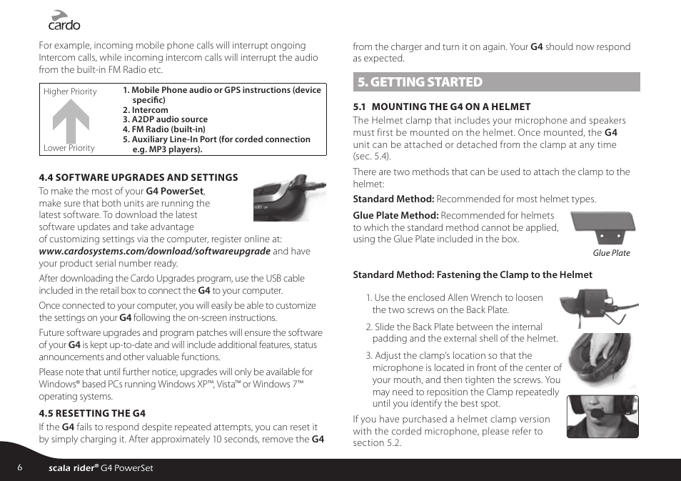 Getting started | Cardo SCALA RIDER G4 User Manual | Page 6 / 28