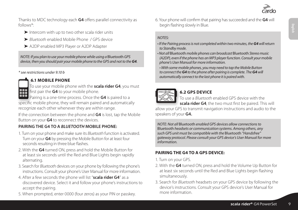 Cardo SCALA RIDER G4 User Manual | Page 9 / 28