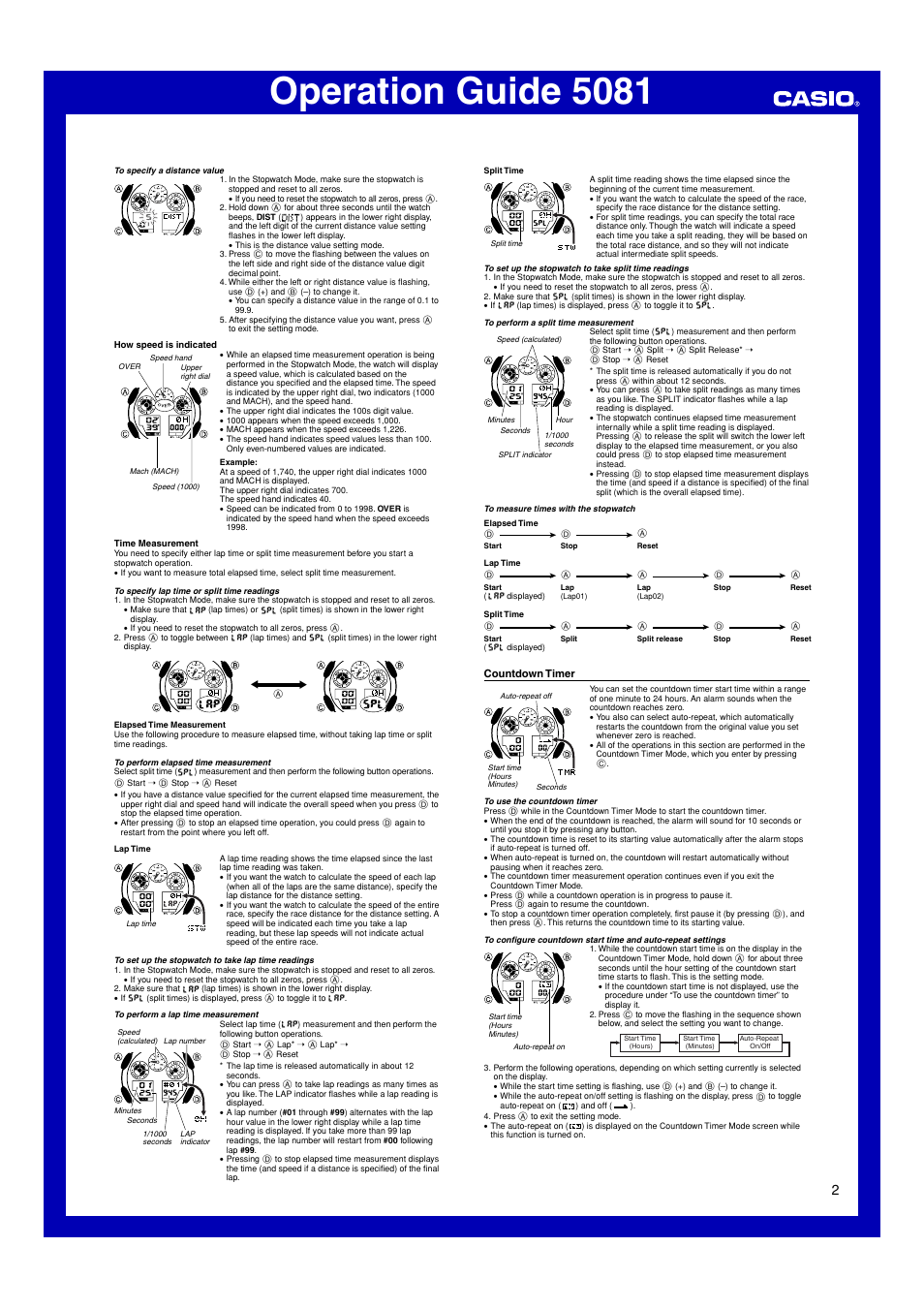 Countdown timer, Operation guide 5081 | G-Shock GA-100 User Manual | Page 2  / 4 | Original mode