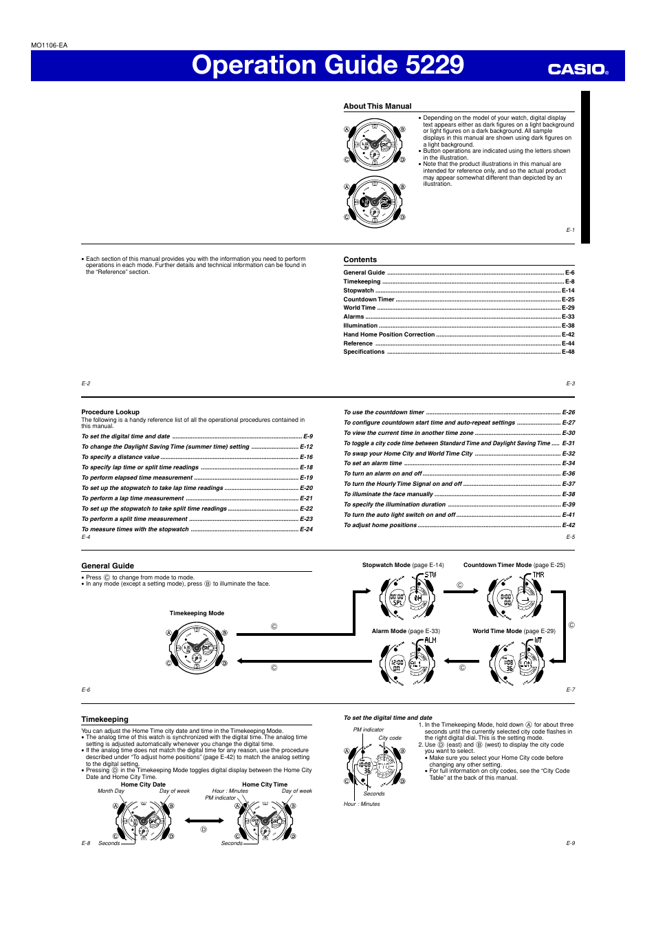 G-Shock GA-120 User Manual | 6 pages | Also for: GA-200, GA-201, 5229