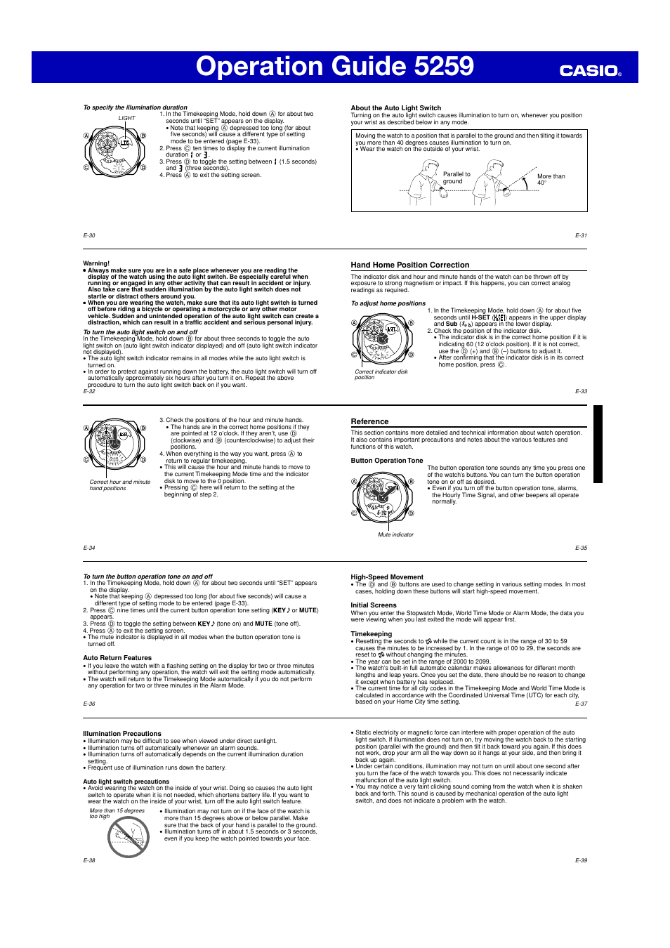Operation guide 5259 | G-Shock GA-300 User Manual | Page 4 / 5 | Original  mode