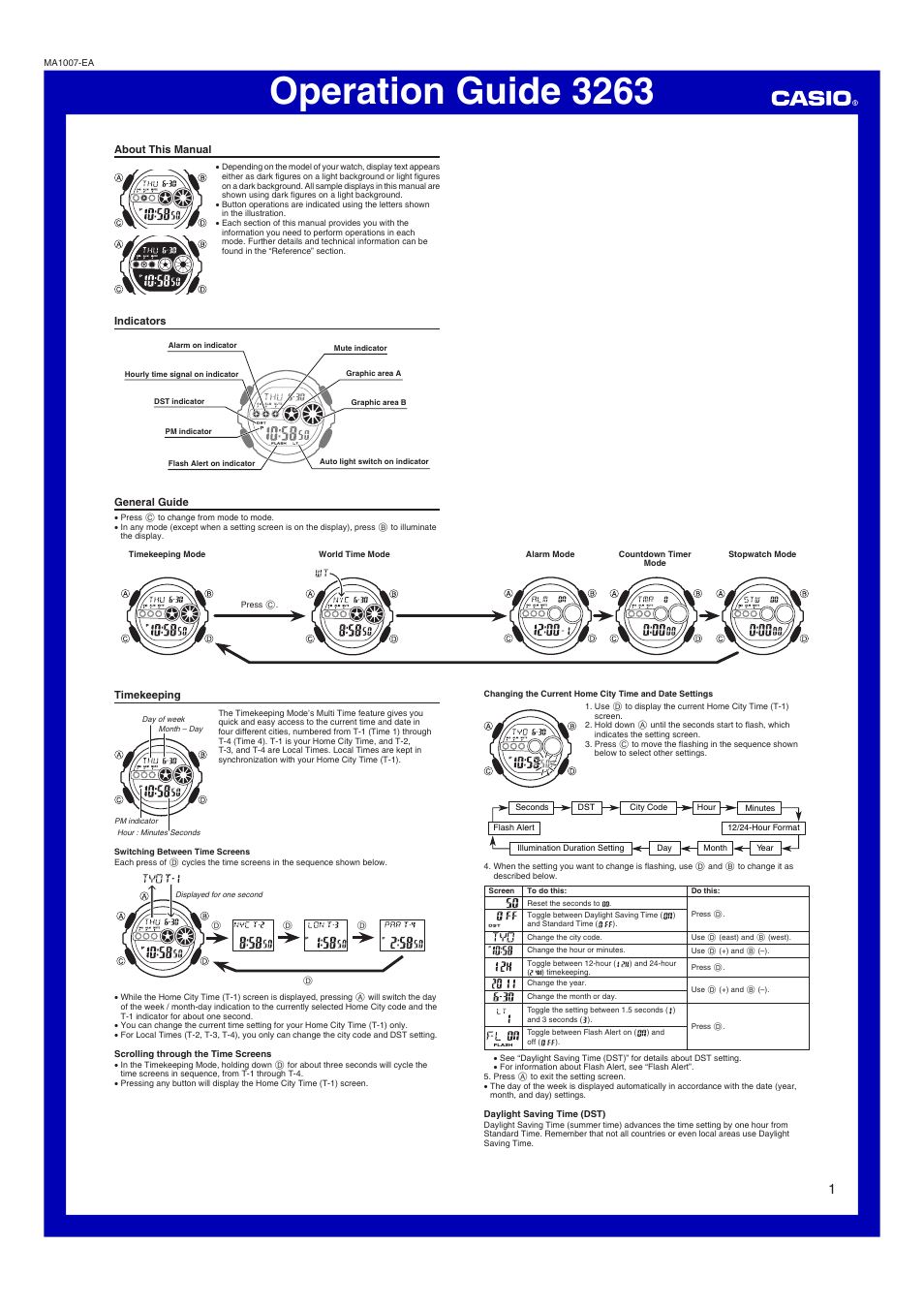 G-Shock GD-100 User Manual | 4 pages | Also for: 3263