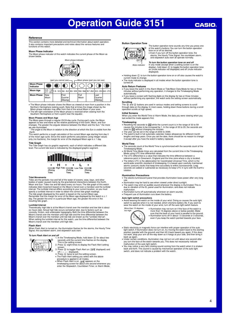 Reference, Operation guide 3151 | G-Shock GLX-5600 User Manual | Page 4 / 5  | Original mode