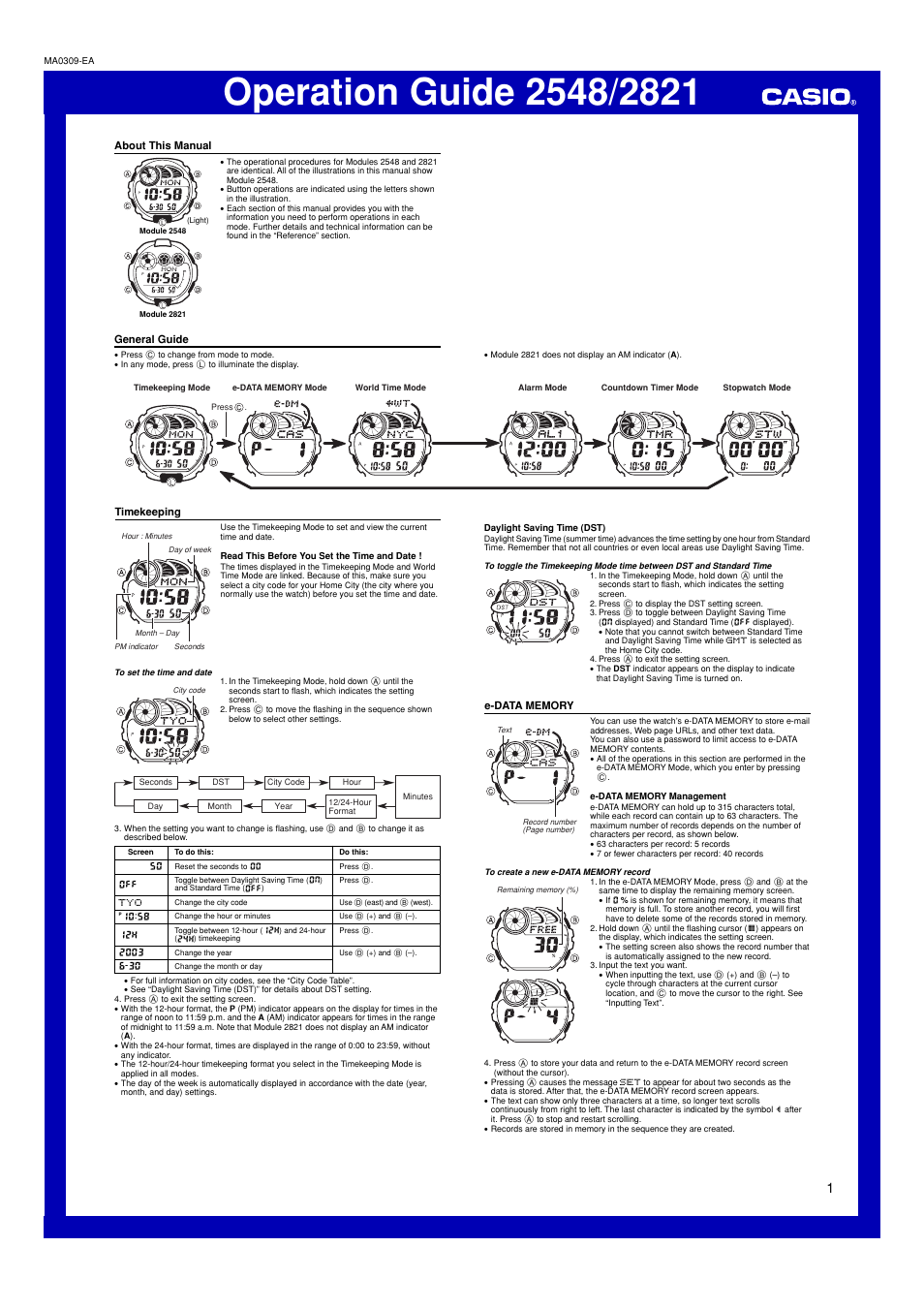 G-Shock G-2900 User Manual | 4 pages | Also for: 2548, G-7000