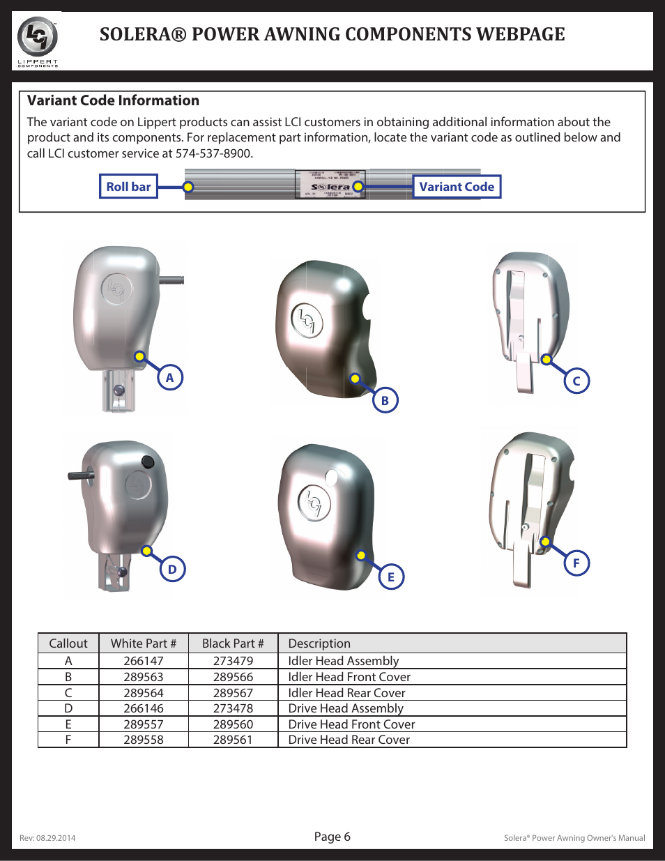 Solera® power awning components webpage Lippert Components Solera