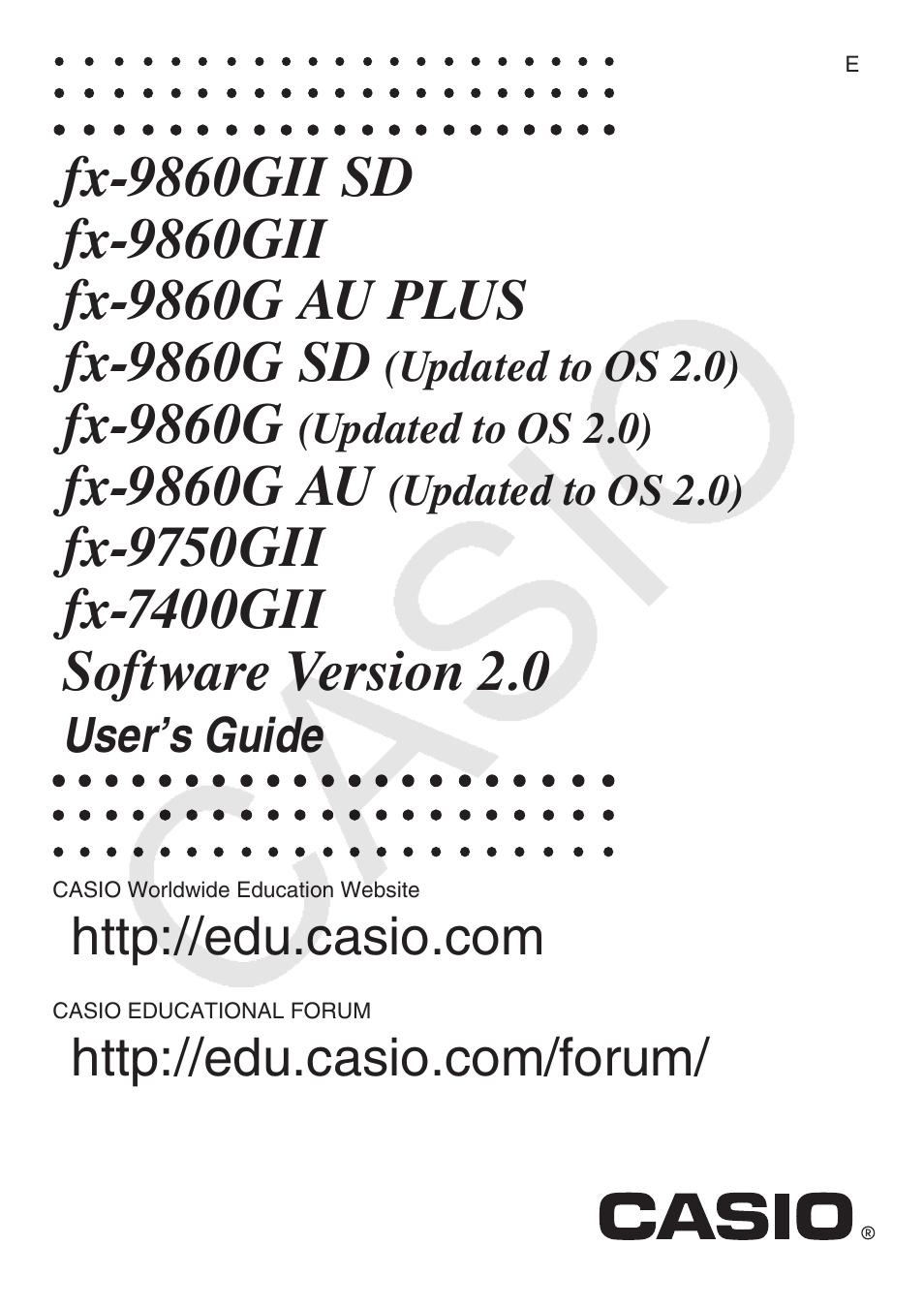 Casio FX-9750GII User Manual | 402 pages | Also for: FX-9860GII, fx-9860G  AU PLUS, fx-9860G AU, fx-9860GII SD, fx-9860G SD, FX-9860G, FX-7400GII,  E-CON2