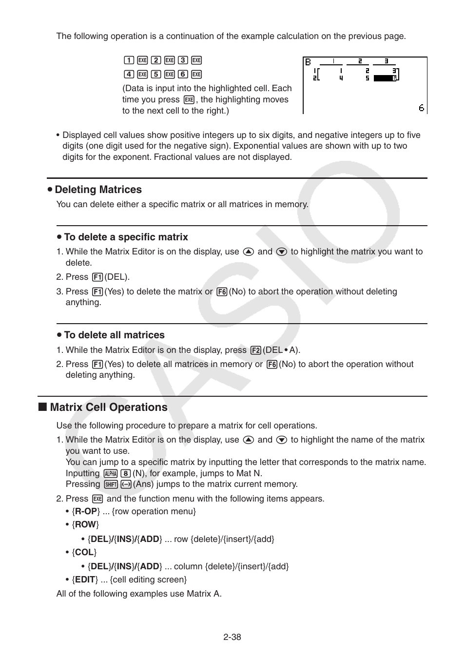 I matrix cell operations | Casio FX-9750GII User Manual | Page 76 / 402