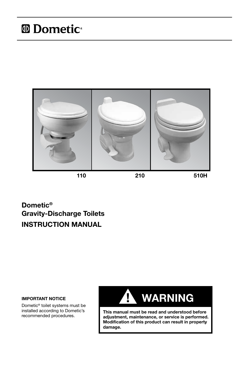 SeaLand 510H Gravity Discharge Toilet User Manual | 8 pages | Also for: 210  Gravity Discharge Toilet, 110 Gravity Discharge Toilet
