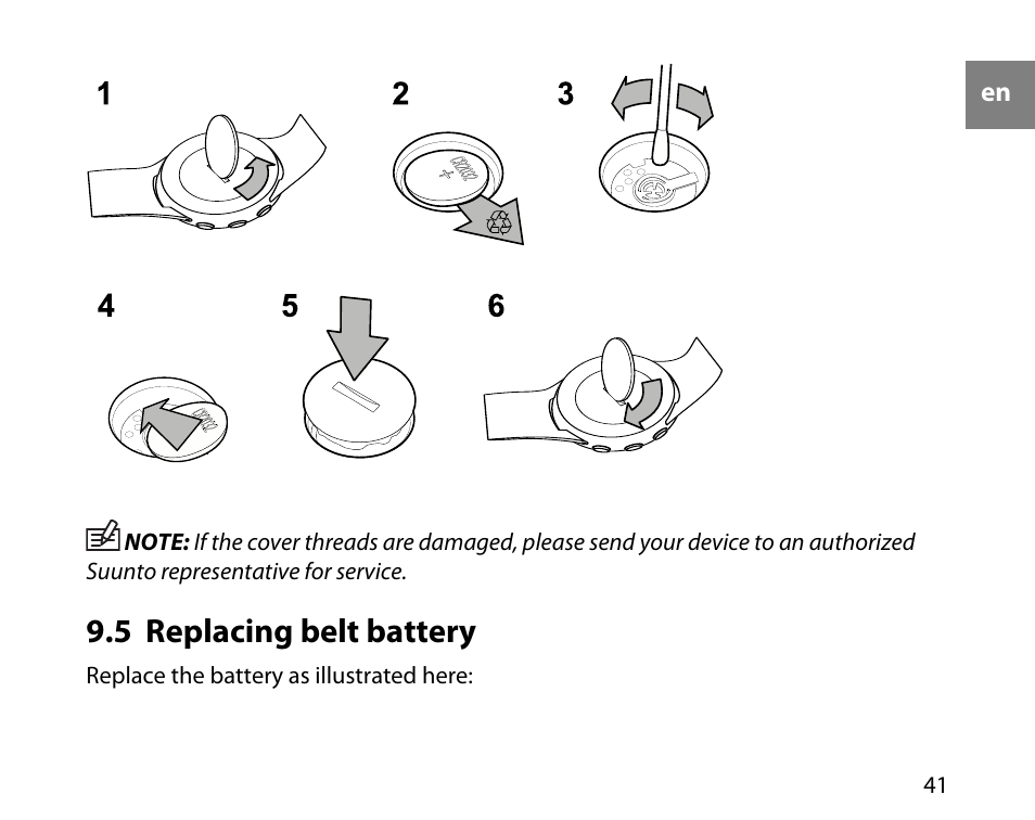 5 replacing belt battery | SUUNTO T4C User Guide User Manual | Page 42 / 54  | Original mode