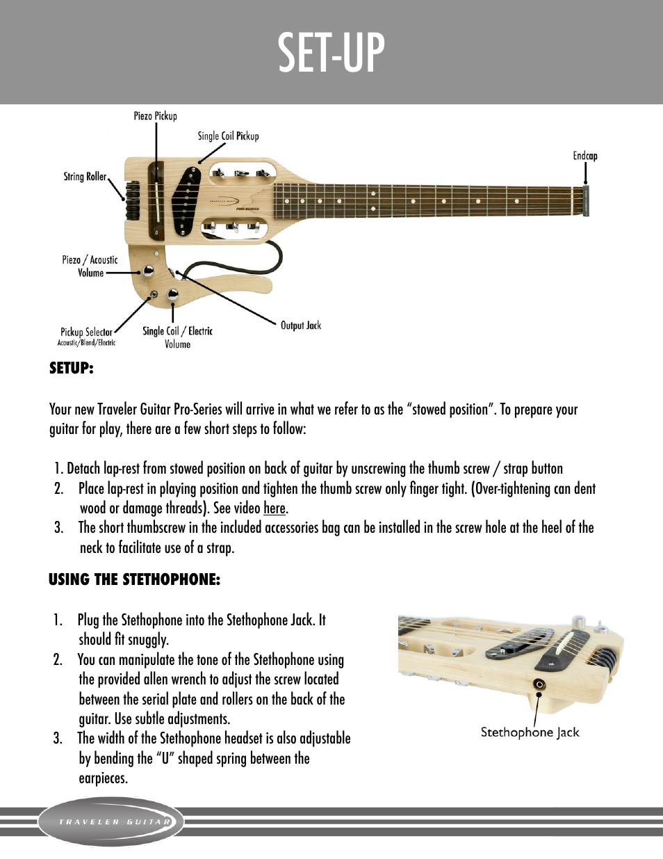 Set-up | Traveler Guitar Pro-Series User Manual | Page 4 / 7 | Original mode