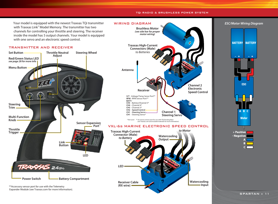 Wiring diagram, Vxl-6s marine electronic speed control | Traxxas 5709L User  Manual | Page 11 / 30