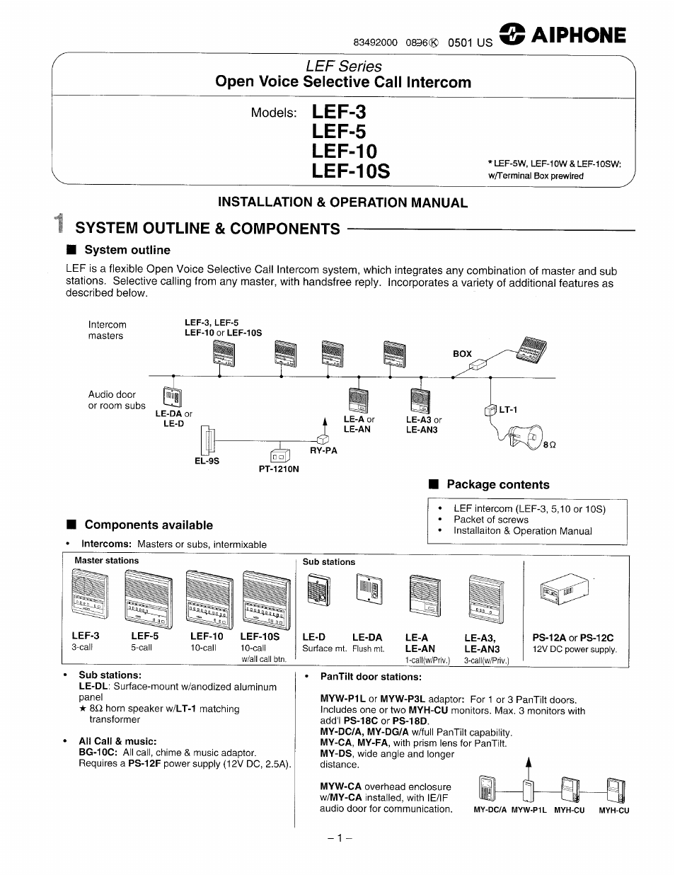 Aiphone LEF-3 User Manual | 12 pages | Also for: LEF-10, LEF-5, LEF-10S