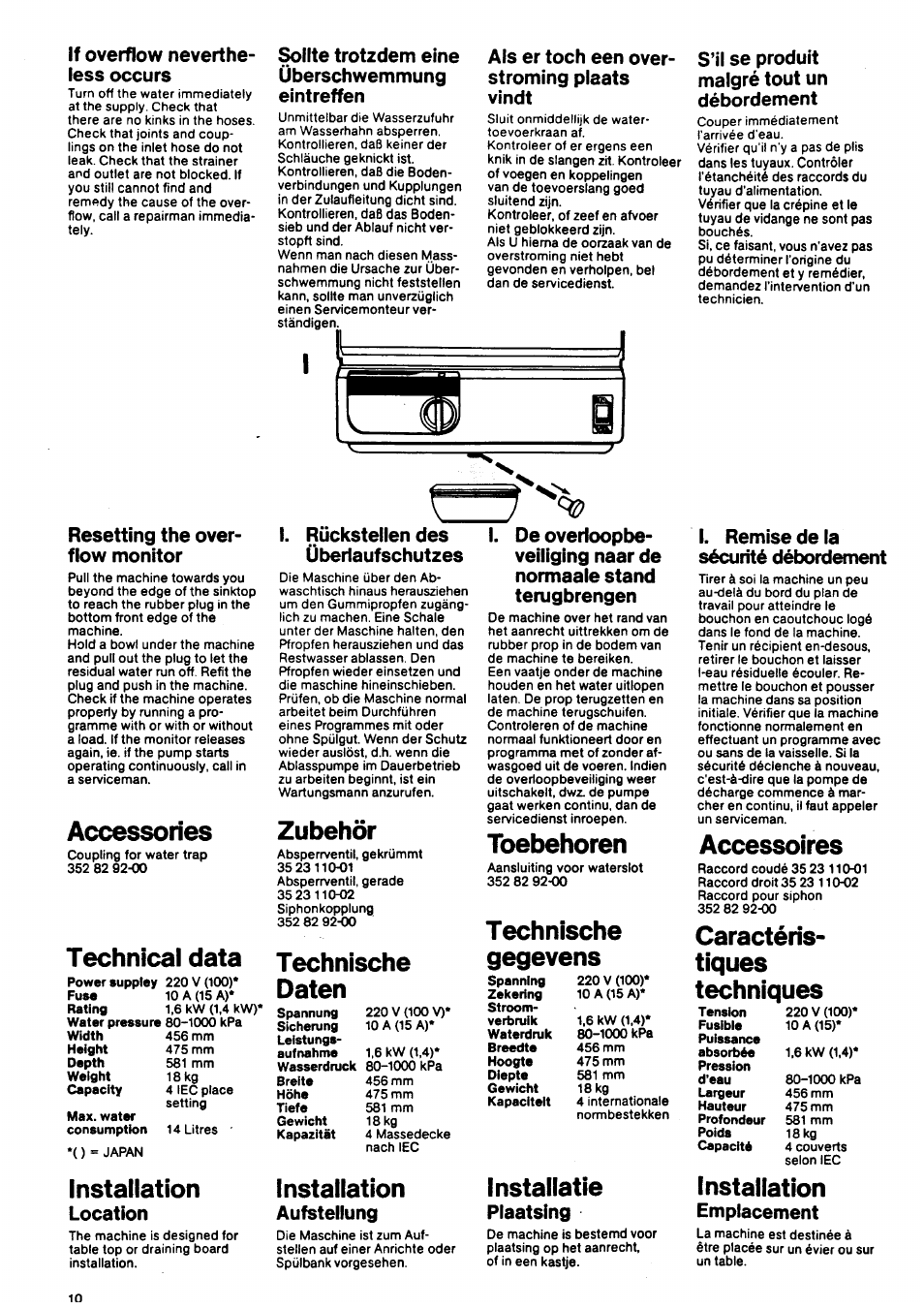 Accessories, Technical data, Installation | Electrolux BD 46 User Manual |  Page 10 / 12 | Original mode