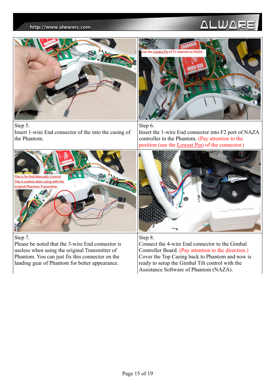 Alwarerc Senrigan GP-35 Brushless Gimbal For DJI Phantom 1/2 User Manual |  Page 15 / 21