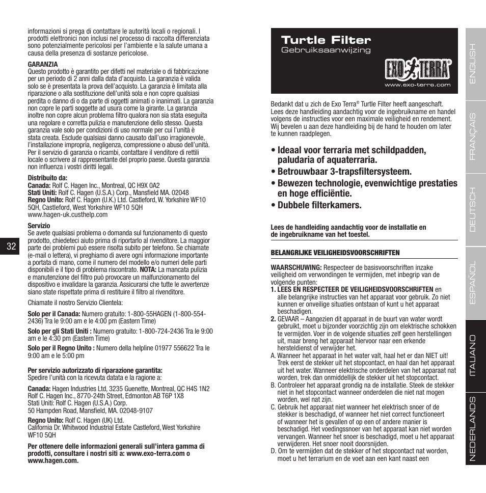 Turtle filter | Exo Terra Turtle Filter FX-200 / External Canister Filter  User Manual | Page 17 / 23 | Original mode