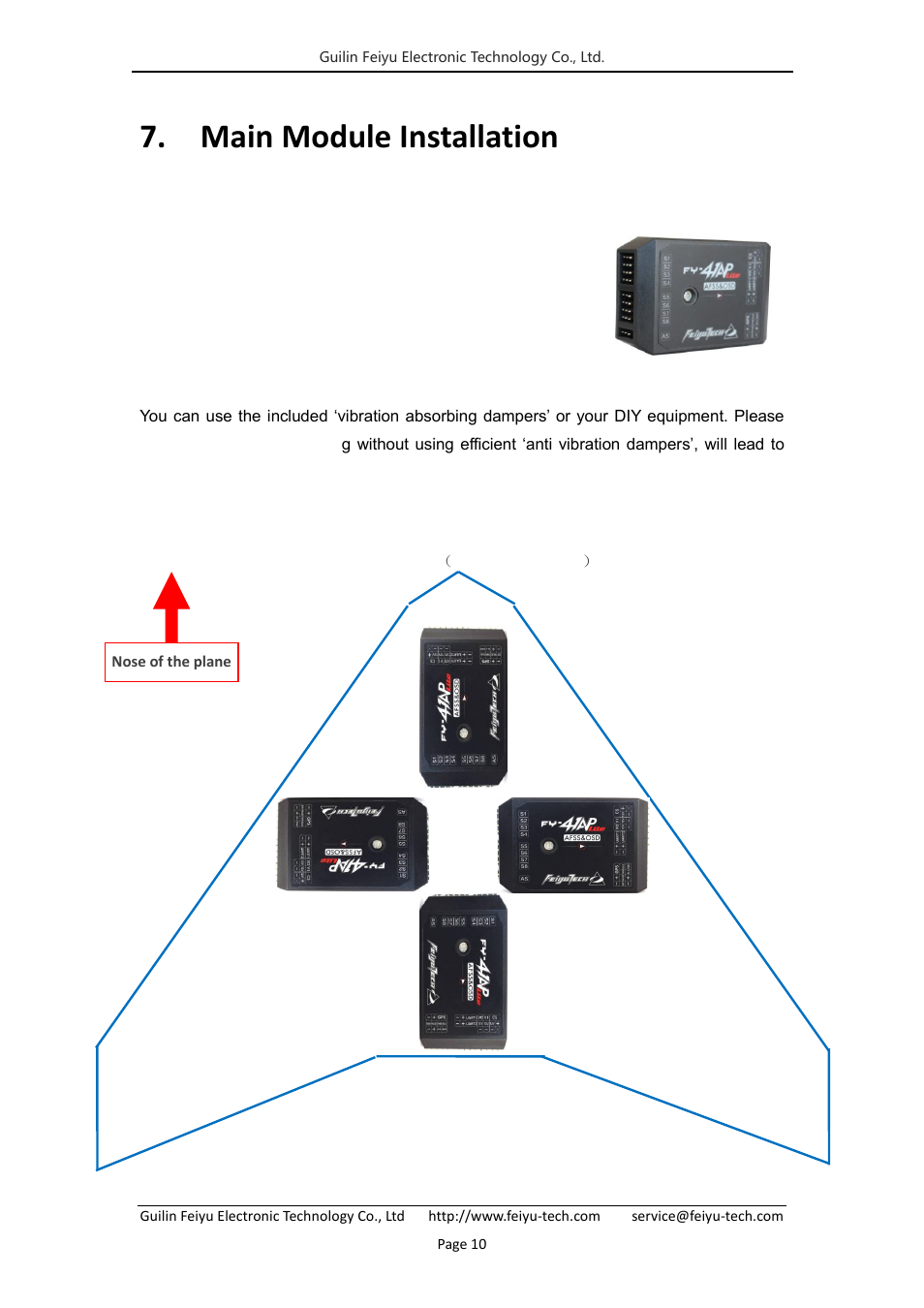 Main module installation, 1 fy-41ap lite module installation | FeiYu Tech FY -41AP Lite User Manual | Page 12 / 35 | Original mode
