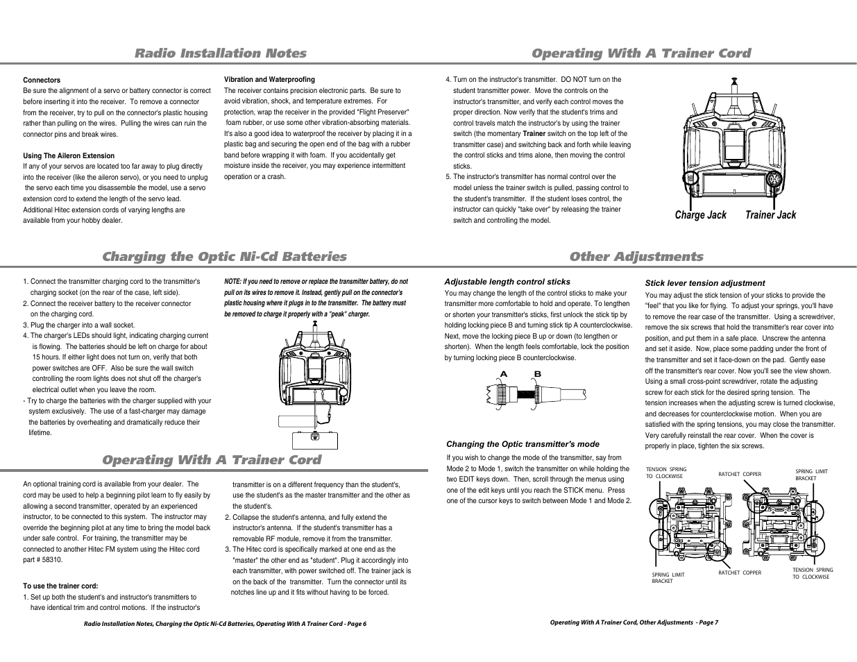 Charge jack trainer jack | HITEC Optic 6 User Manual | Page 4 / 30