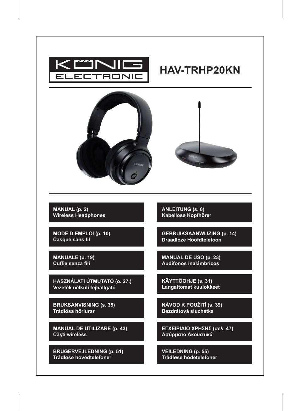 Konig Electronic Wireless headphones 863 Mhz User Manual | 60 pages