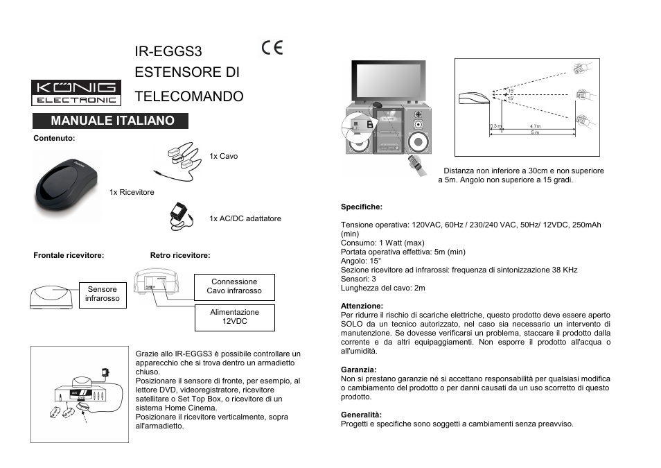 Ir-eggs3 estensore di telecomando, Manuale italiano | Konig Electronic  Infrared remote control extender User Manual | Page 5 / 10 | Original mode