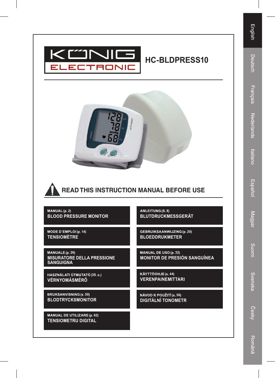 Konig Electronic Blood pressure monitor User Manual | 68 pages