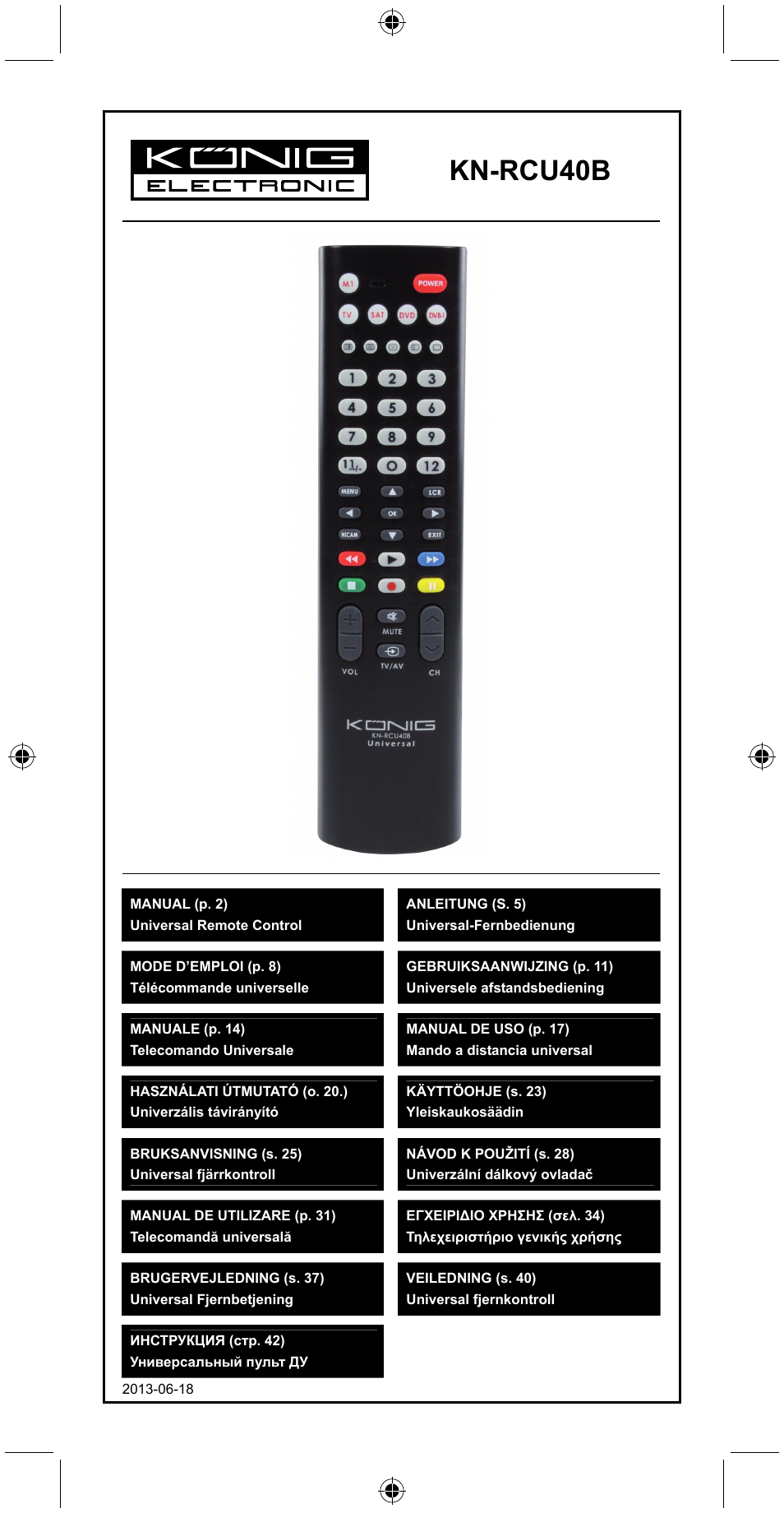 Konig Electronic Universal remote control for 4 devices User Manual | 45  pages
