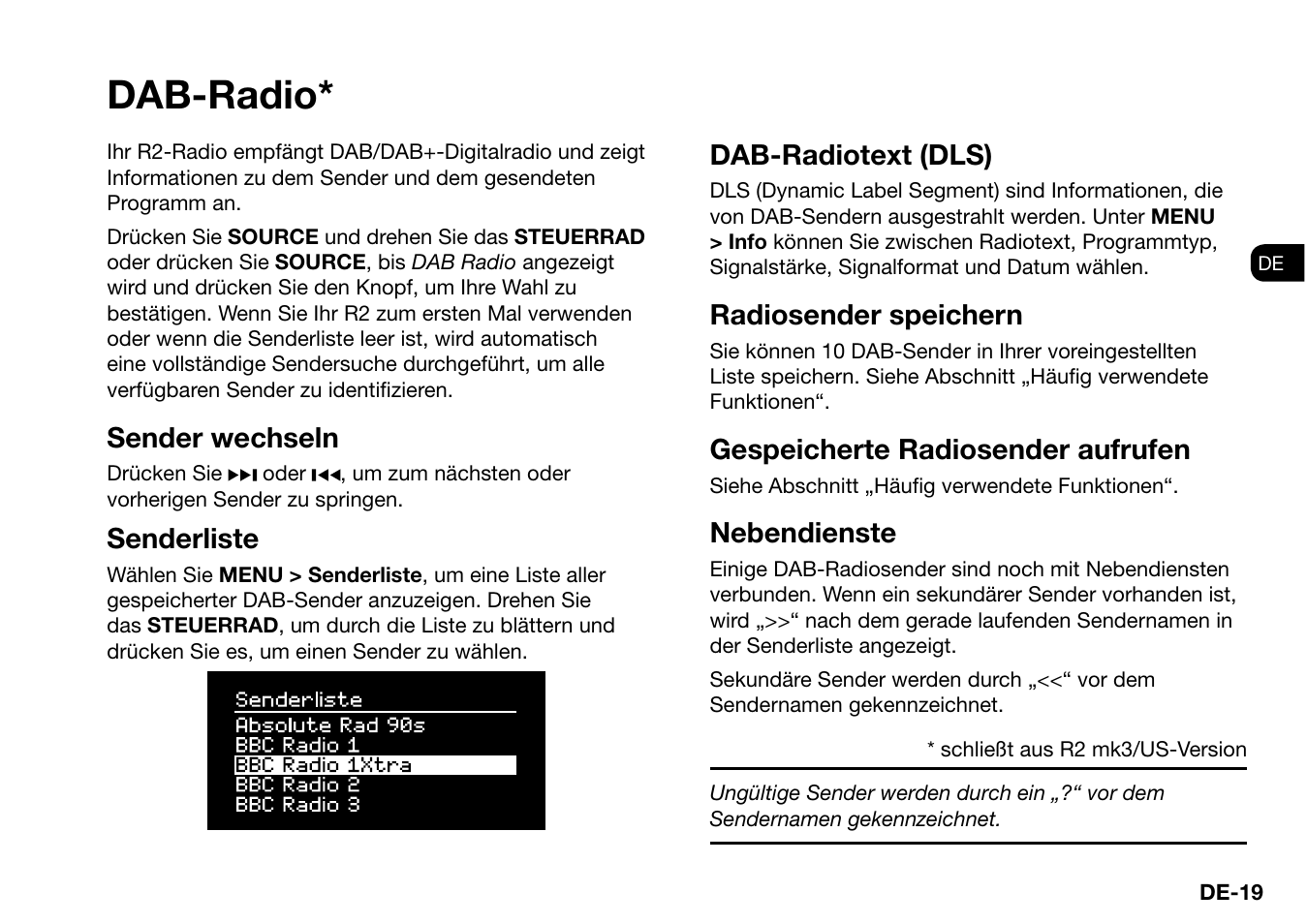 Dab-radio, Sender wechseln, Senderliste | Ruark Audio R2 (mk3) User Manual  | Page 83 / 256