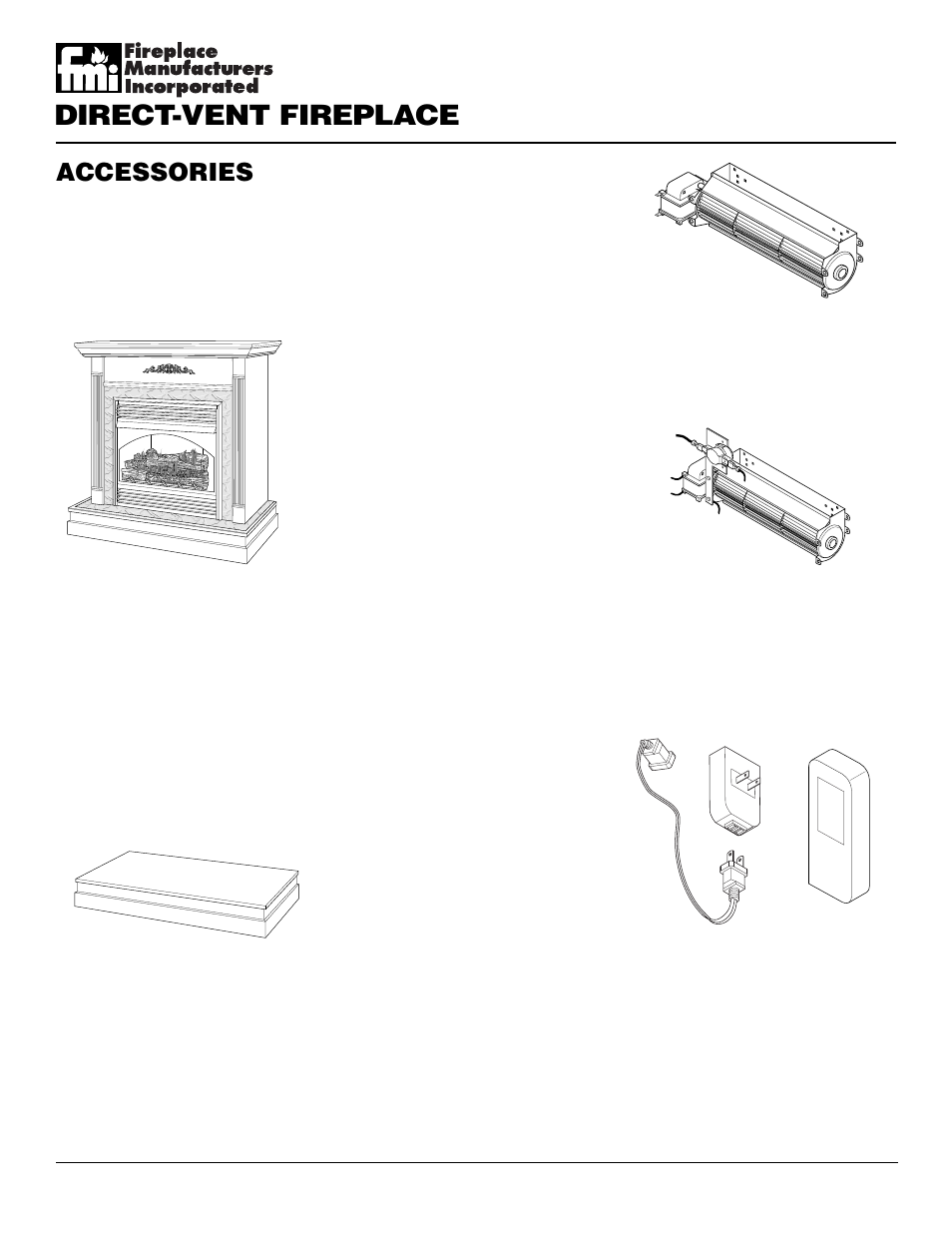 Direct-vent fireplace, Accessories, Manual blower kit ga3700 | Desa DVFE34  User Manual | Page 34 / 36 | Original mode