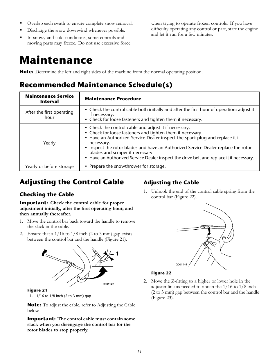 Maintenance, Recommended maintenance schedule(s), Adjusting the control