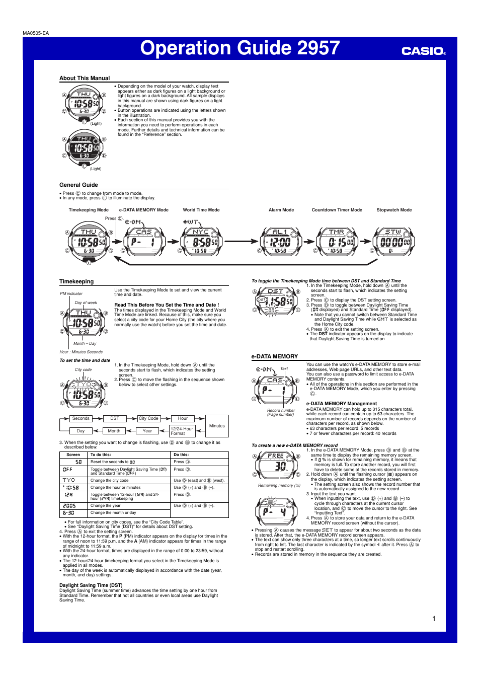 G-Shock G-7600-2V User Manual | 4 pages | Also for: 2957