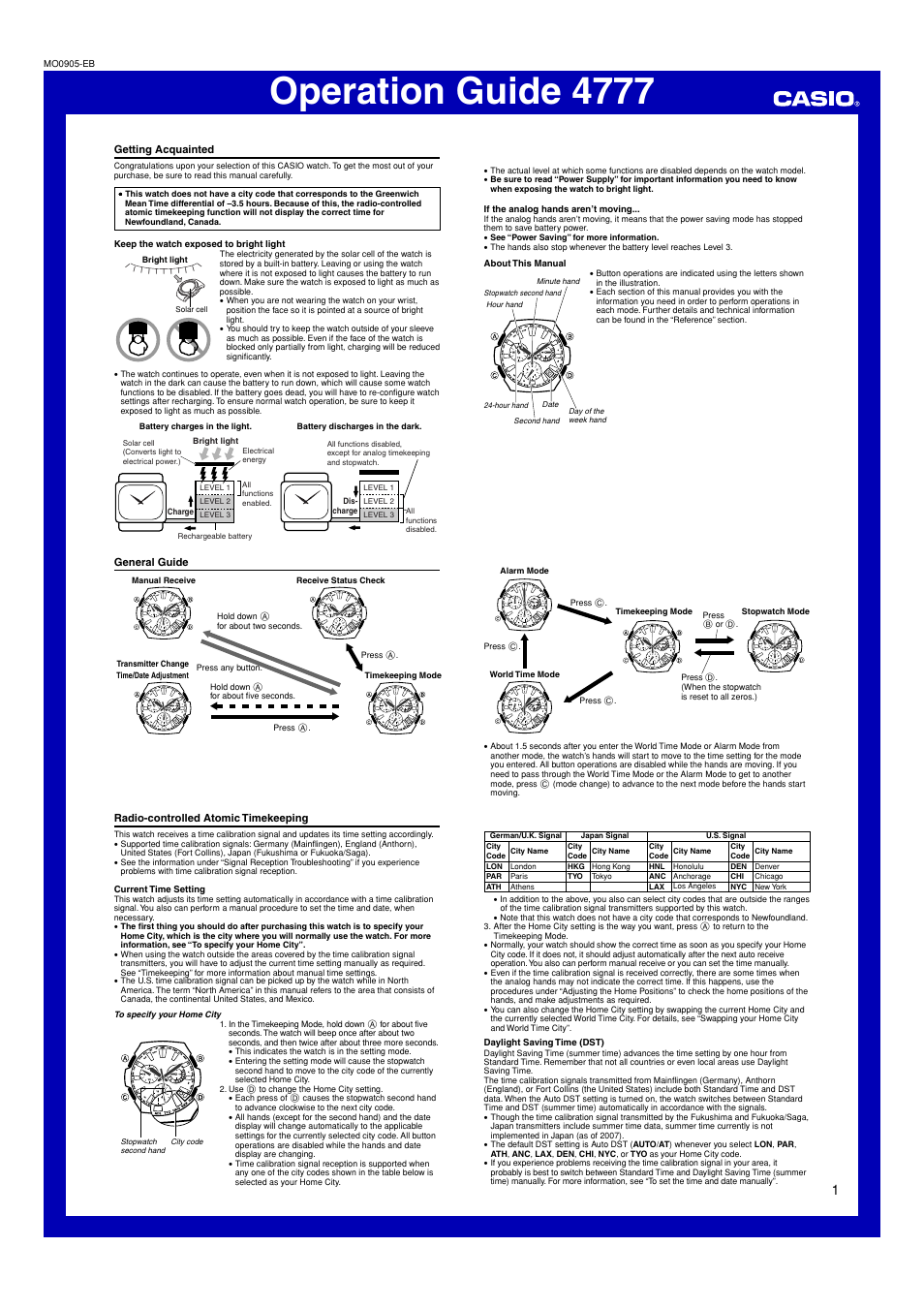 G-Shock GS-1100-1A User Manual | 5 pages | Also for: 4777, gs-1100-2aer