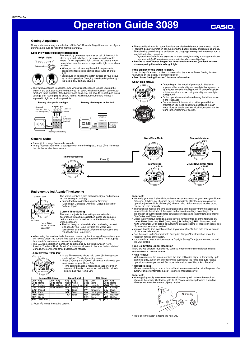 G-Shock GW-9100-1 User Manual | 6 pages | Also for: 3089, GW-9100K-7JR, GW-9100MB-1JF,  GW-9100P-7, GW-9100R-4, GW-9101K-7JR, GW-9102K-1, GW-9125C-1, GW-9125D-8