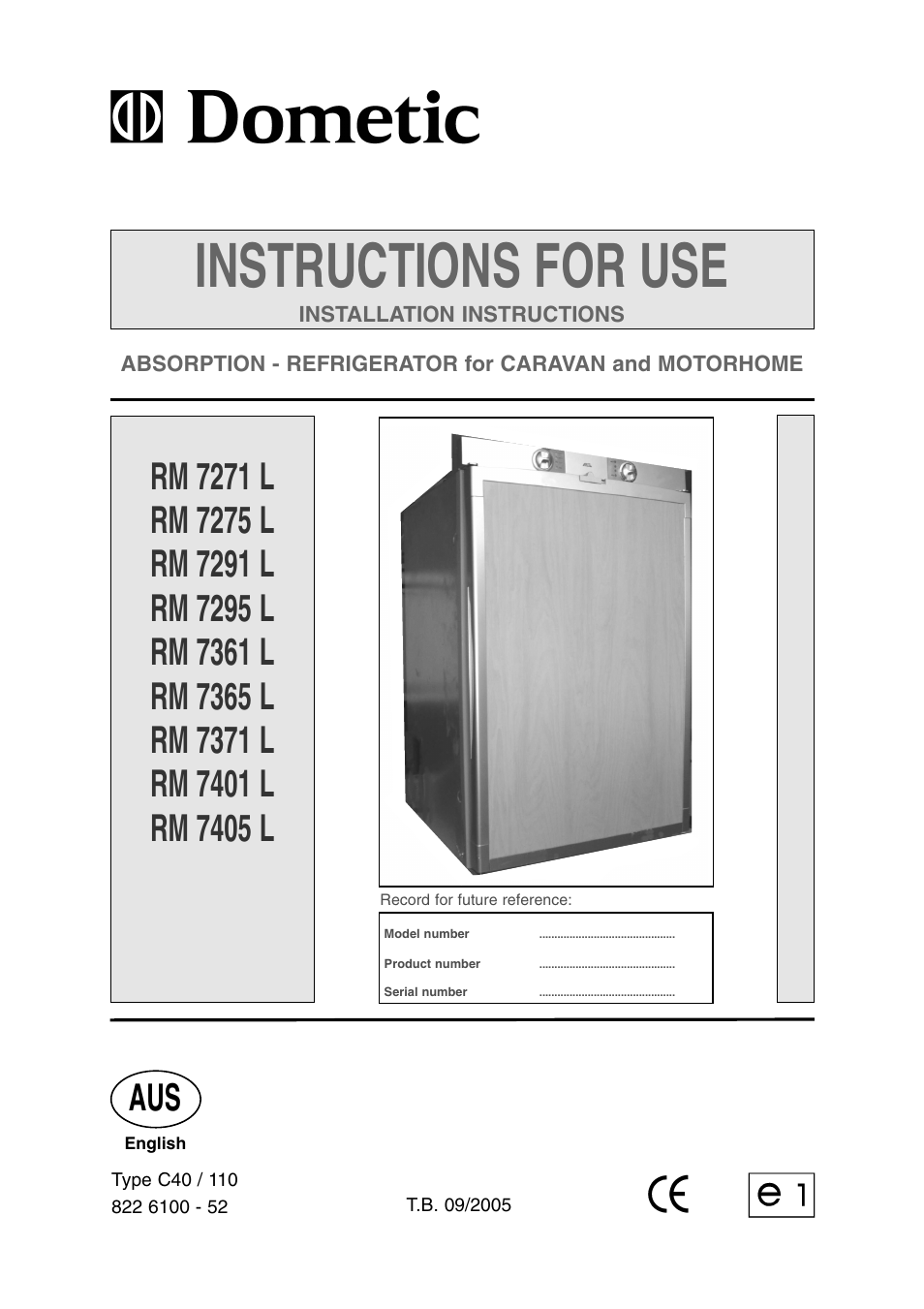 Dometic RM 7361 L User Manual | 28 pages | Also for: RM 7371 L