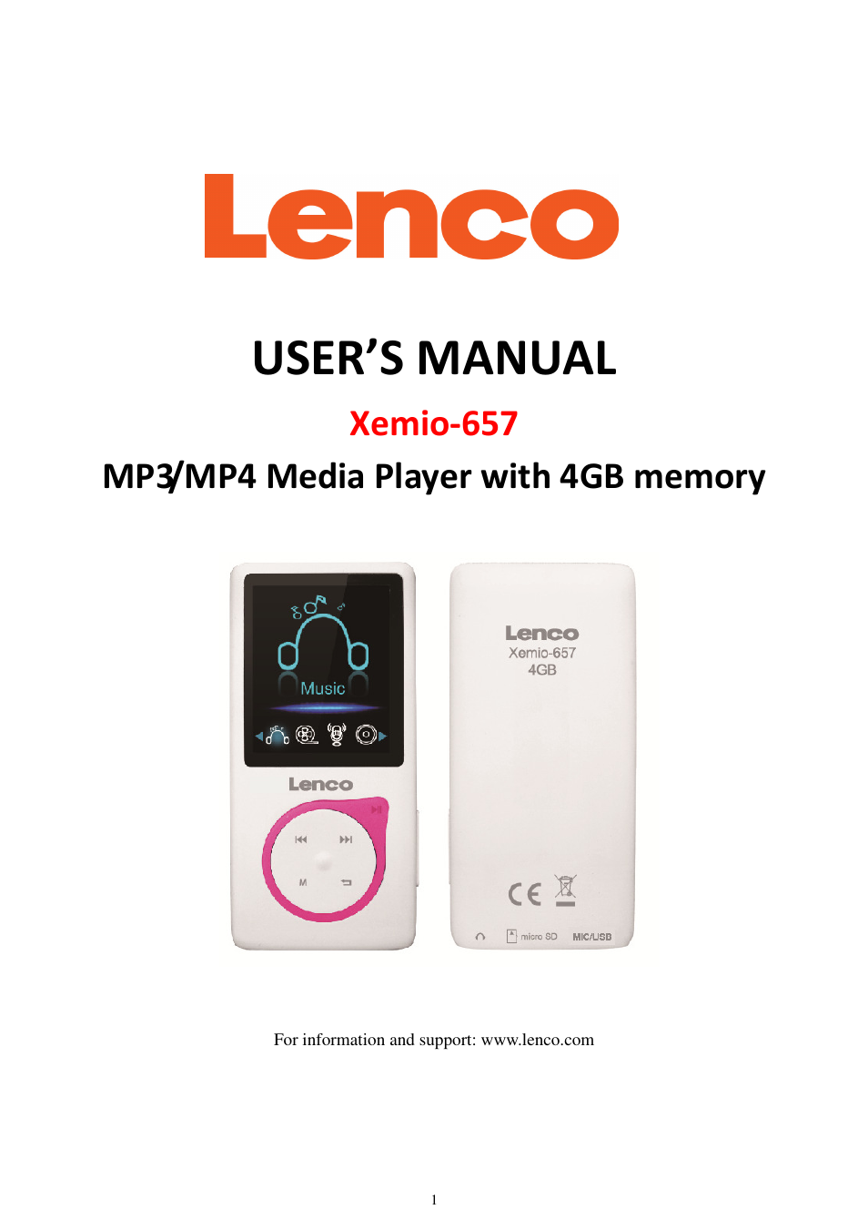Lenco Xemio-657 User Manual | 22 pages