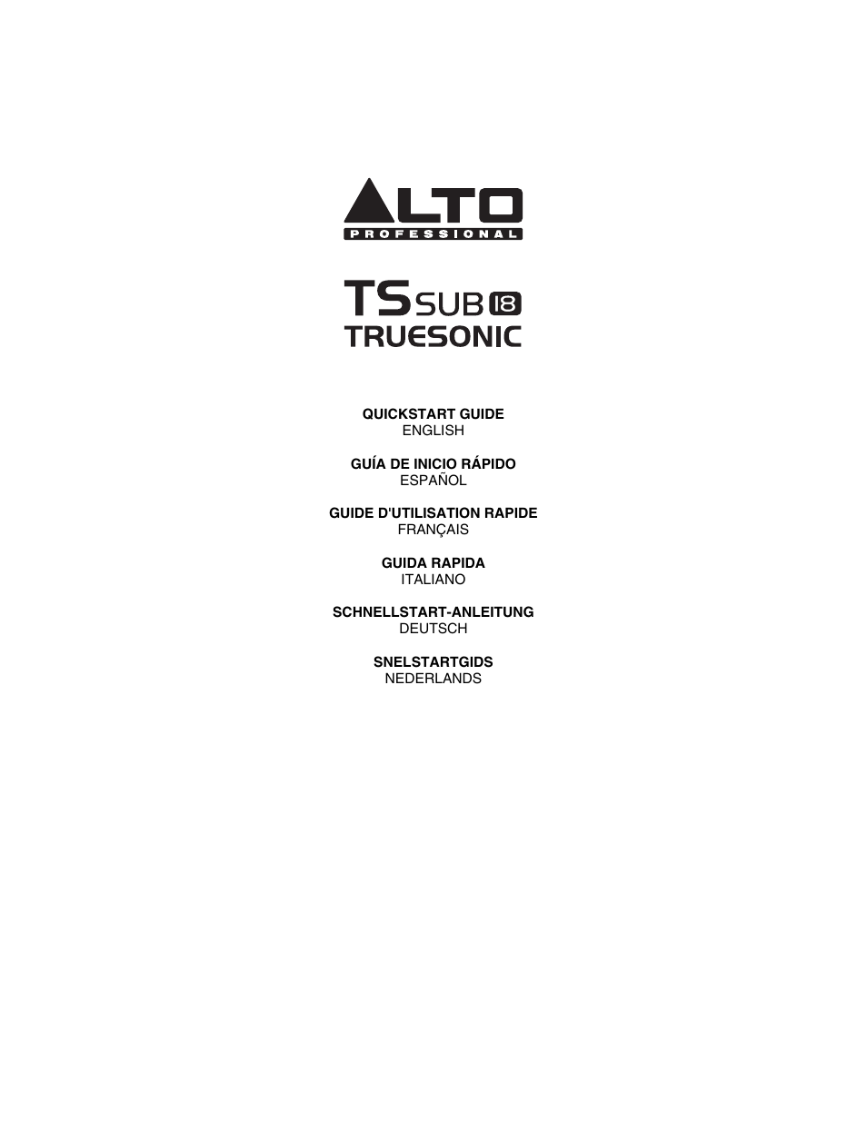 Alto Professional TSSUB18 User Manual | 8 pages | Also for: TSSUB15, TSSUB12