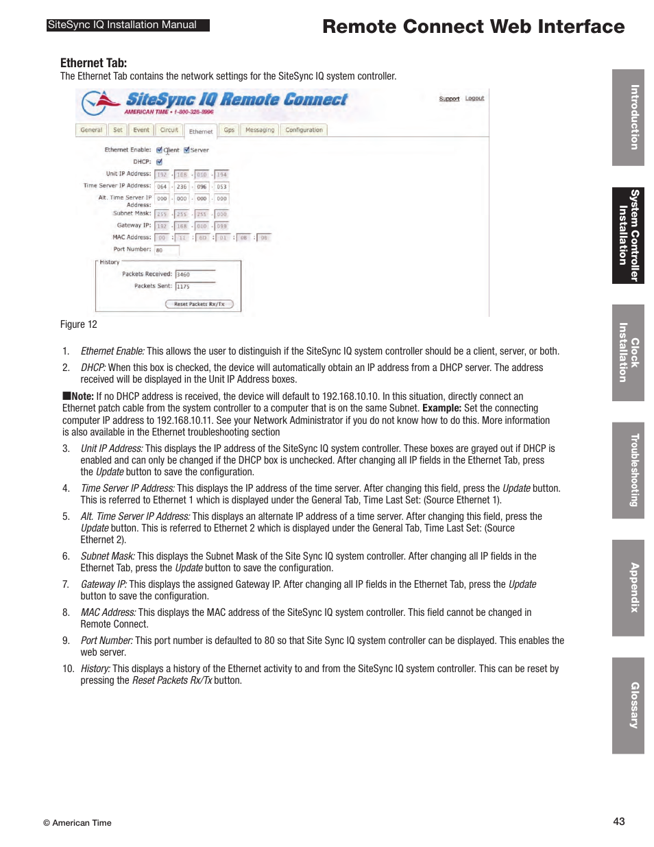 Remote connect web interface | American Time SiteSync IQ User Manual | Page  43 / 81