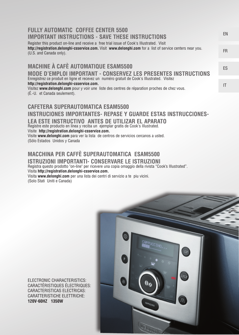 DeLonghi 5500 User Manual | 26 pages