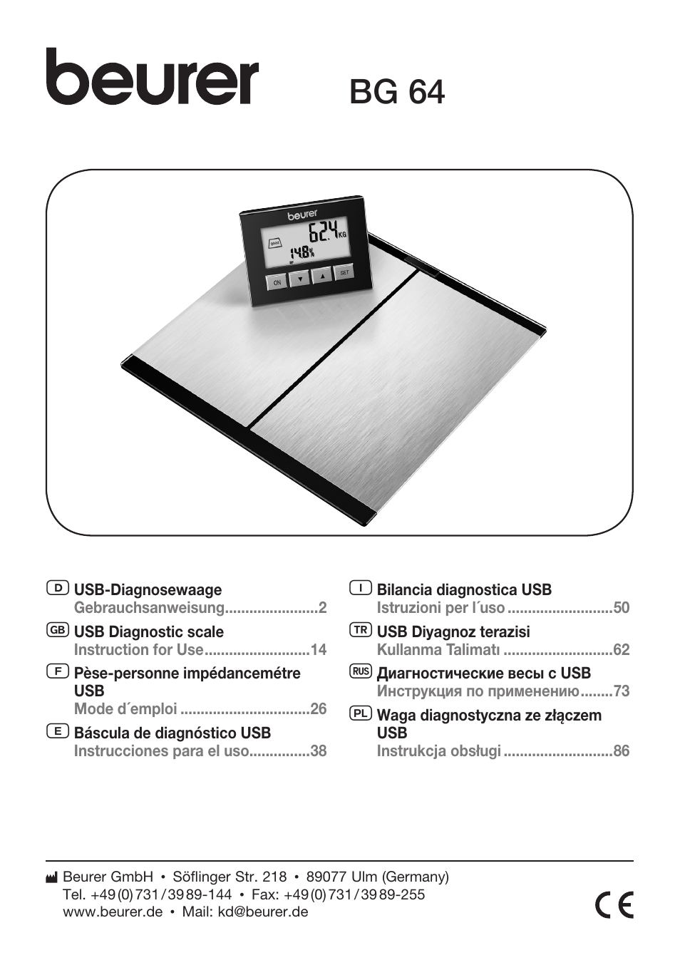 Beurer BG 64 User Manual | 100 pages