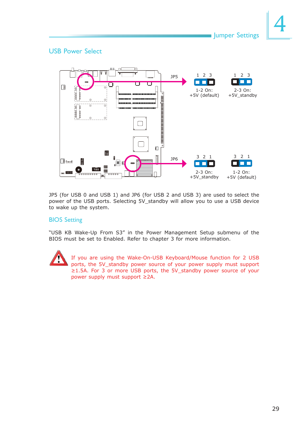 Jumper settings usb power select | DFI DS912-OT Manual User Manual | Page  29 / 123 | Original mode