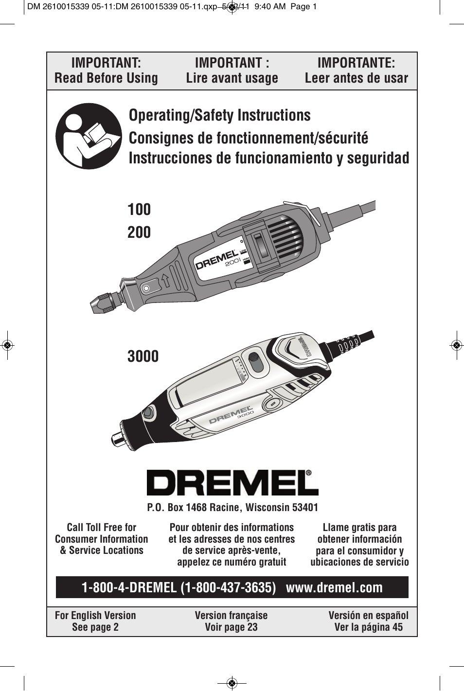 Dremel 3000 User Manual | 68 pages | Original mode | Also for: 200, 100