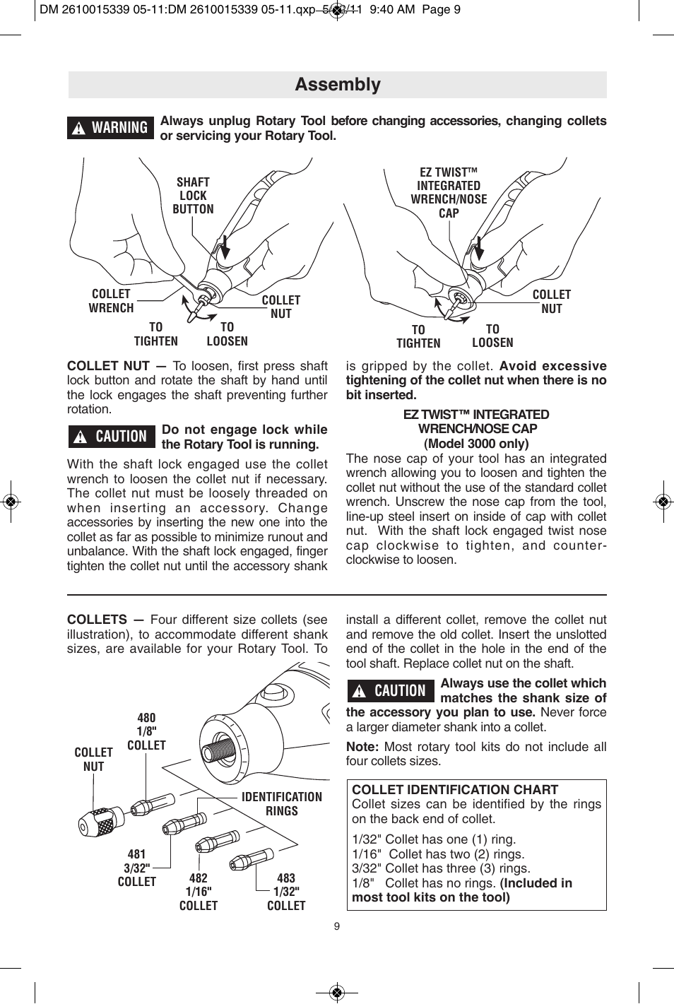Assembly | Dremel 3000 User Manual | Page 9 / 68