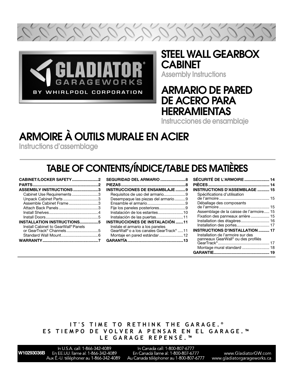 Gladiator GAWG28KDYG Gladiator Ready-To-Assemble 3/4 Wall GearBox User  Manual | 20 pages